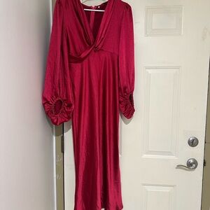 Reformation Vibrant Red Long Sleeve Dress